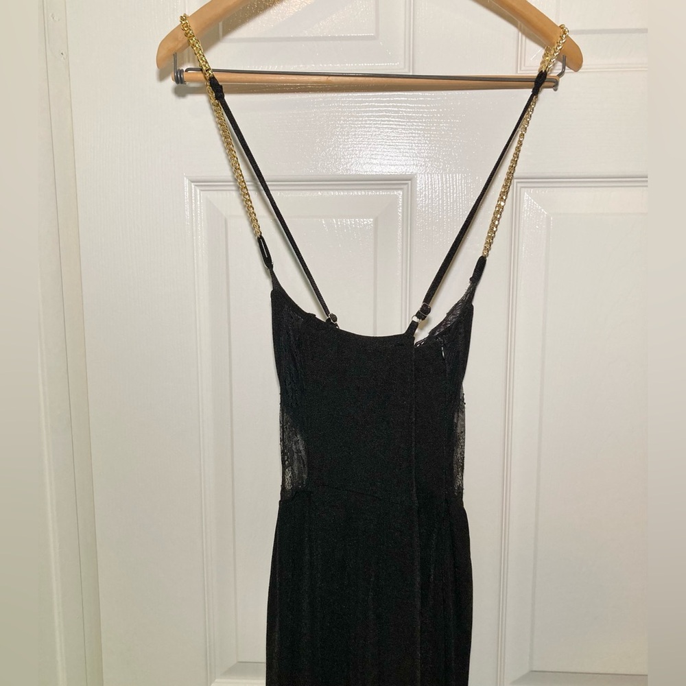 Cider Black Lace Bodice Jumpsuit with Gold Chain Straps - Picture 7 of 13